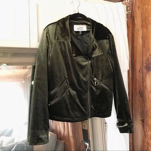 NWOT Green Velvet Moto Jacket